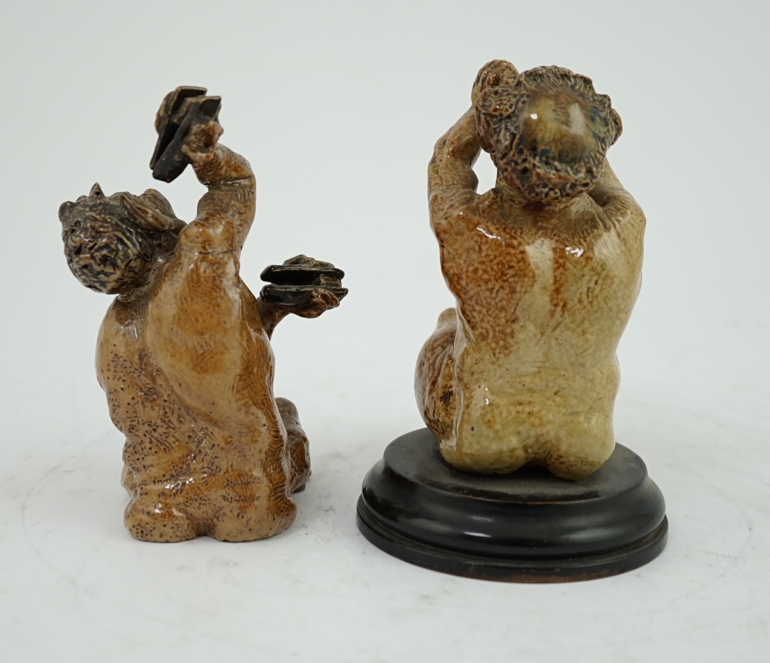 Two Martin Brothers stoneware grotesque musician imp figures, late 19th/early 20th century